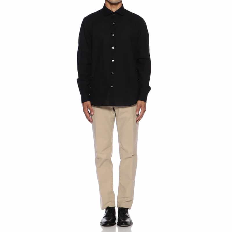 BARNEYS NEW YORK コットンウールシャツ BLACK