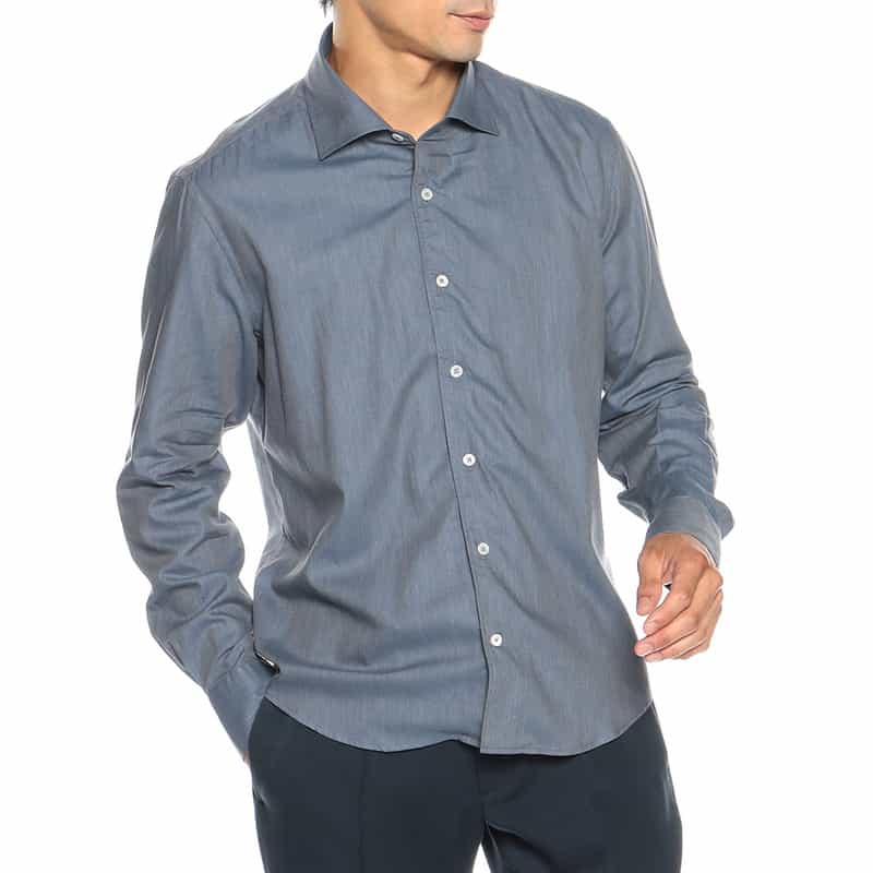 BARNEYS NEW YORK コットンツイルシャツ NAVY