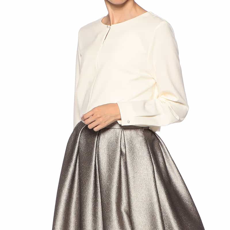 BARNEYS NEW YORK ウォッシャブル フロントパール2WAYブラウス WHITE