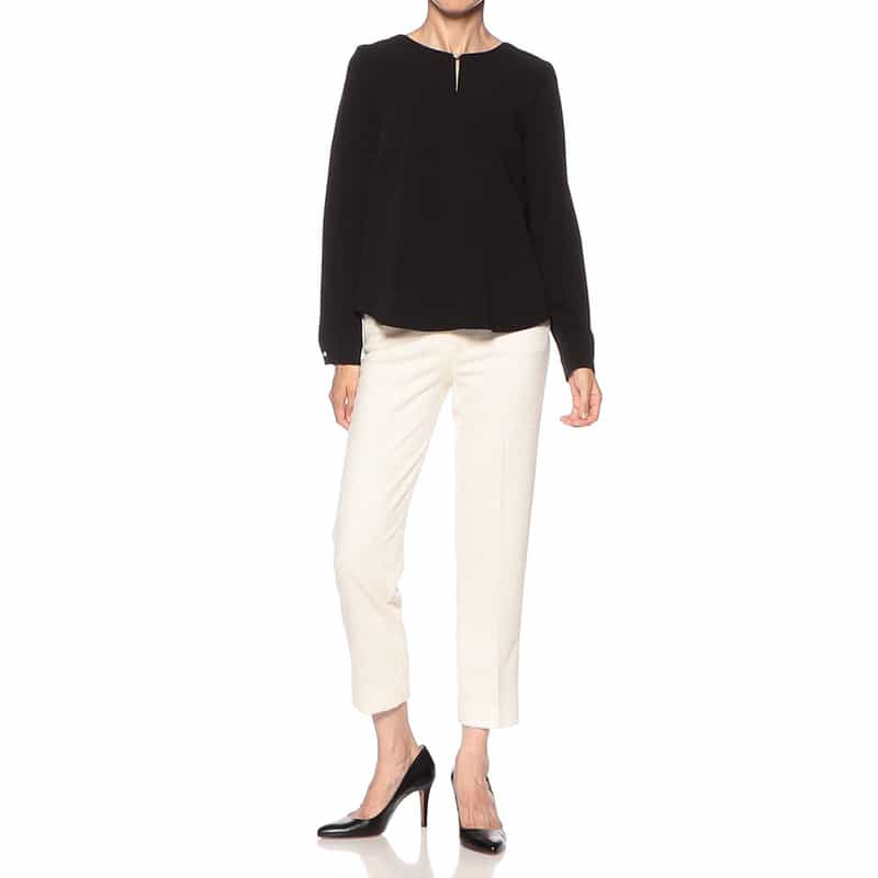 BARNEYS NEW YORK ウォッシャブル フロントパール2WAYブラウス BLACK