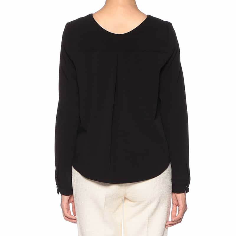 BARNEYS NEW YORK ウォッシャブル フロントパール2WAYブラウス BLACK