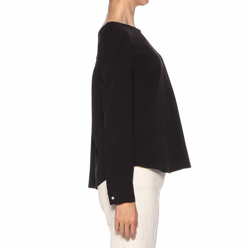 BARNEYS NEW YORK ウォッシャブル フロントパール2WAYブラウス BLACK