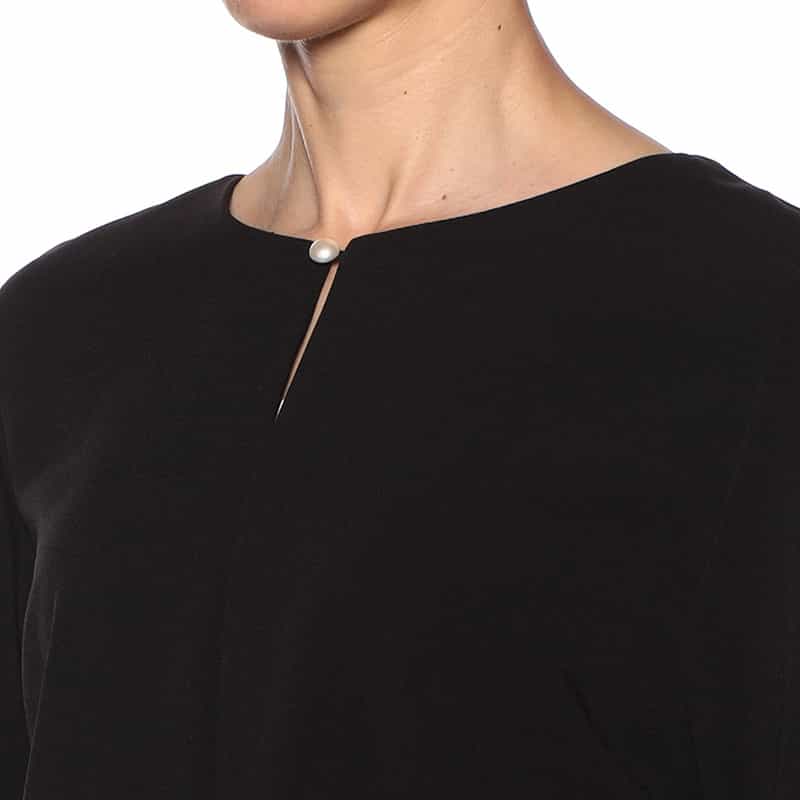 BARNEYS NEW YORK ウォッシャブル フロントパール2WAYブラウス BLACK
