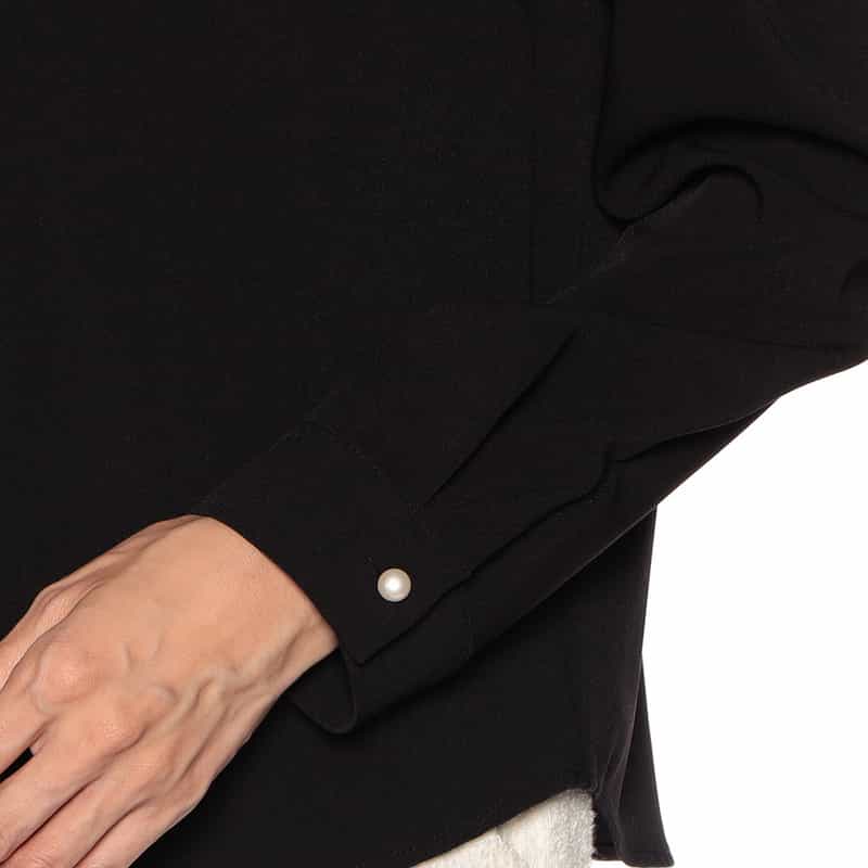 BARNEYS NEW YORK ウォッシャブル フロントパール2WAYブラウス BLACK