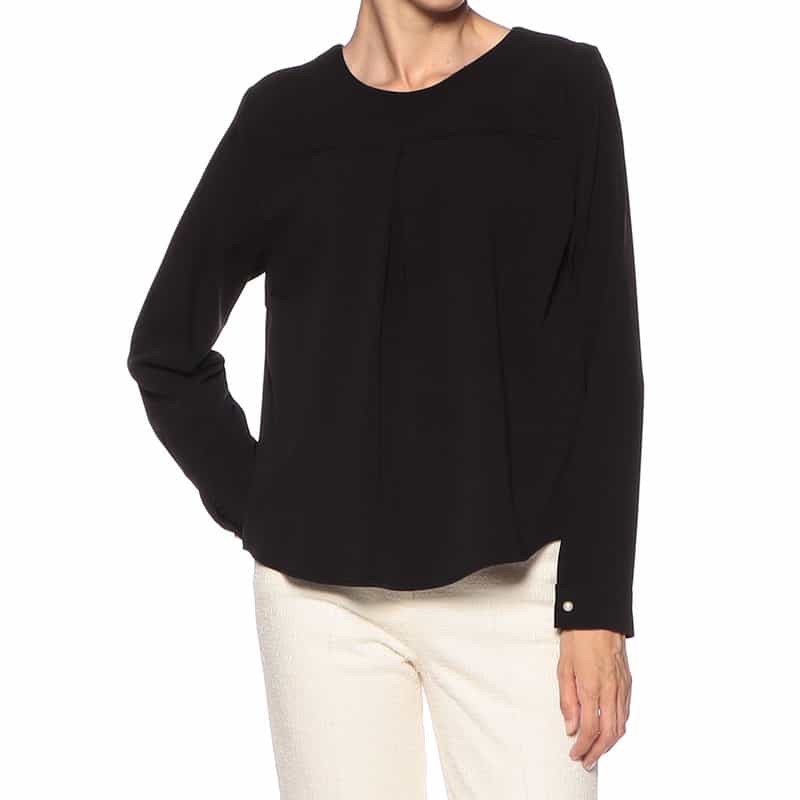 BARNEYS NEW YORK ウォッシャブル フロントパール2WAYブラウス BLACK