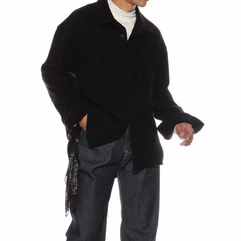 DESTIN ウールカシミヤシャツ BLACK