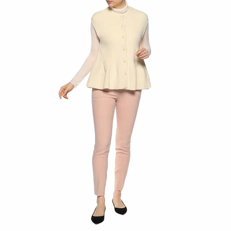 BARNEYS NEW YORK ペプラムシルエット ウールニットベスト IVORY