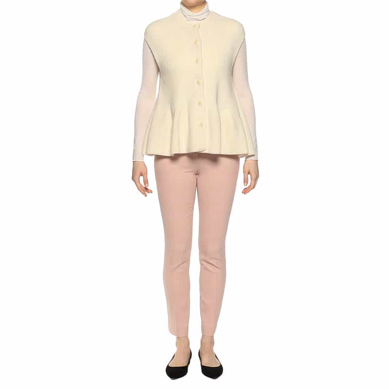 BARNEYS NEW YORK ペプラムシルエット ウールニットベスト IVORY