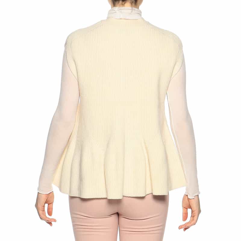 BARNEYS NEW YORK ペプラムシルエット ウールニットベスト IVORY