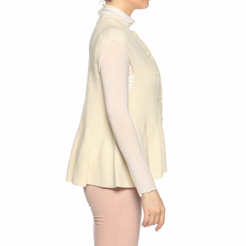 BARNEYS NEW YORK ペプラムシルエット ウールニットベスト IVORY