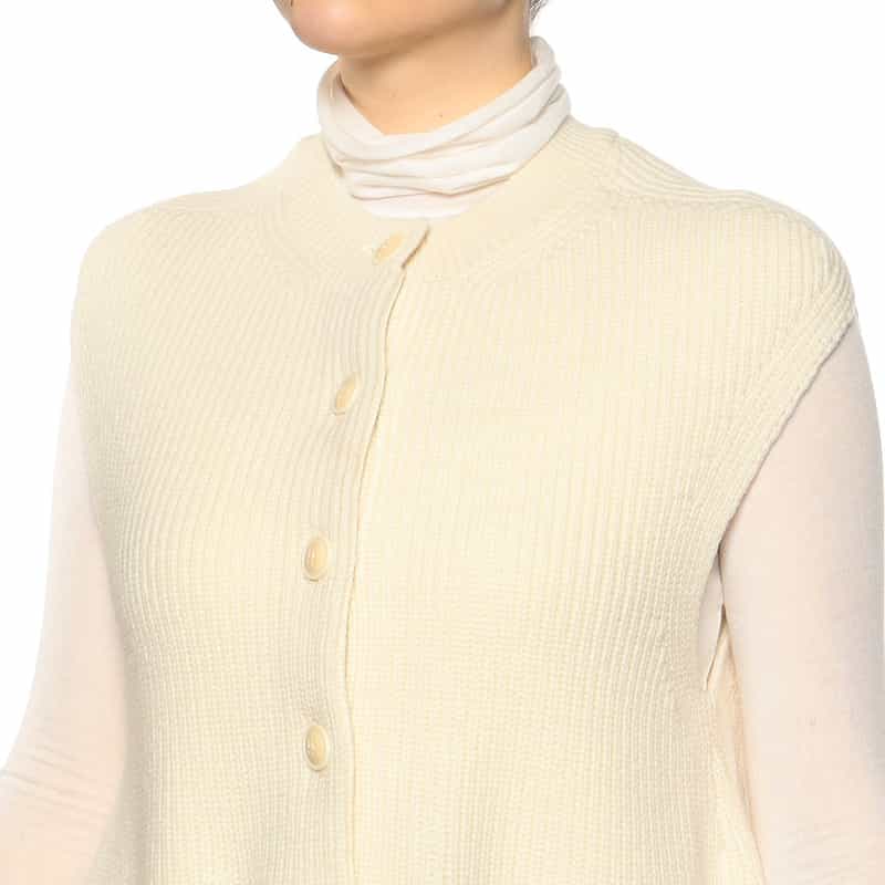 BARNEYS NEW YORK ペプラムシルエット ウールニットベスト IVORY