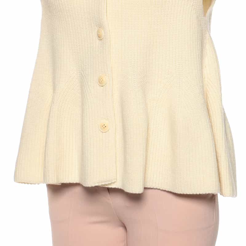 BARNEYS NEW YORK ペプラムシルエット ウールニットベスト IVORY