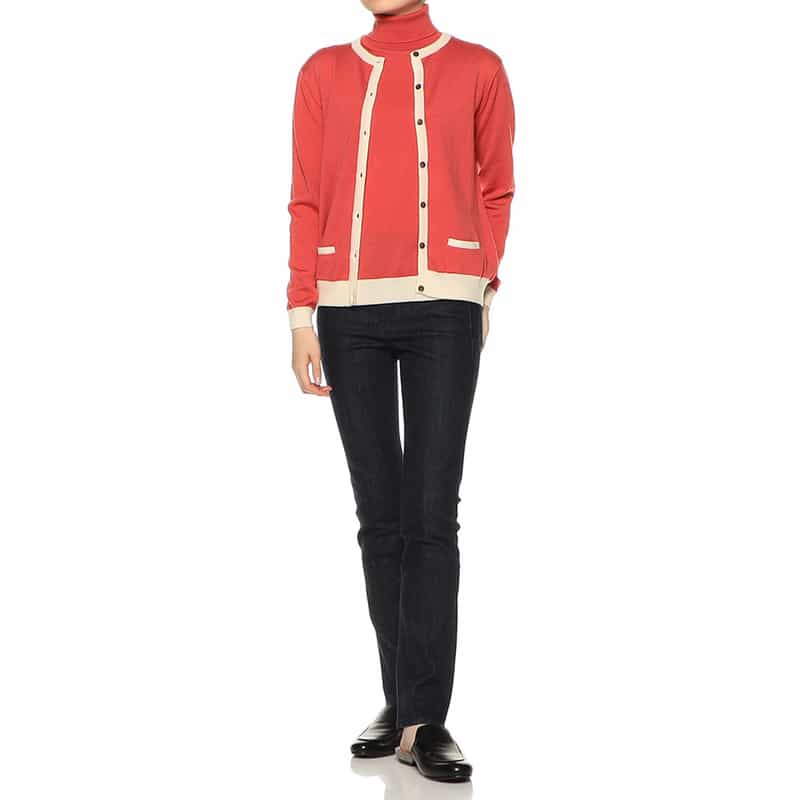 BARNEYS NEW YORK ウォッシャブル ウールニットカーディガン PINK