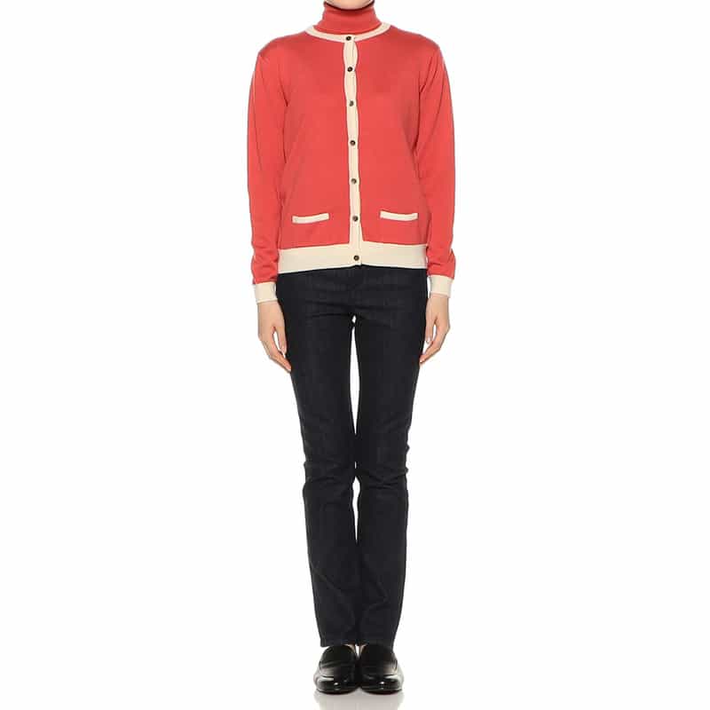 BARNEYS NEW YORK ウォッシャブル ウールニットカーディガン PINK