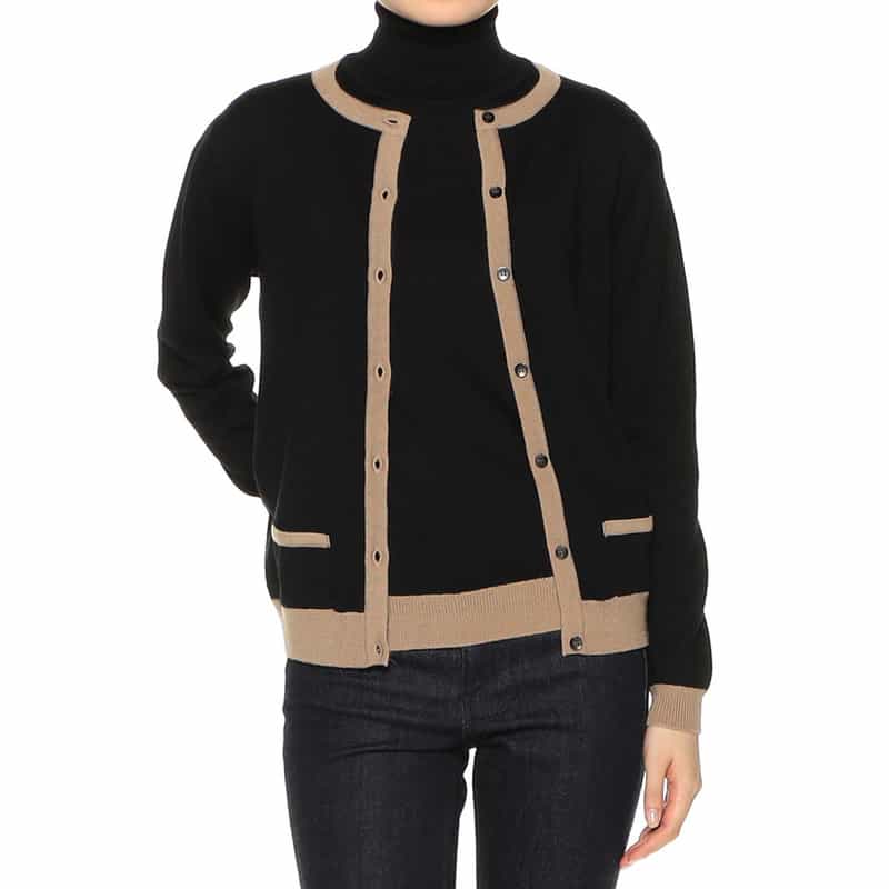 BARNEYS NEW YORK ウォッシャブル ウールニットカーディガン BLACK