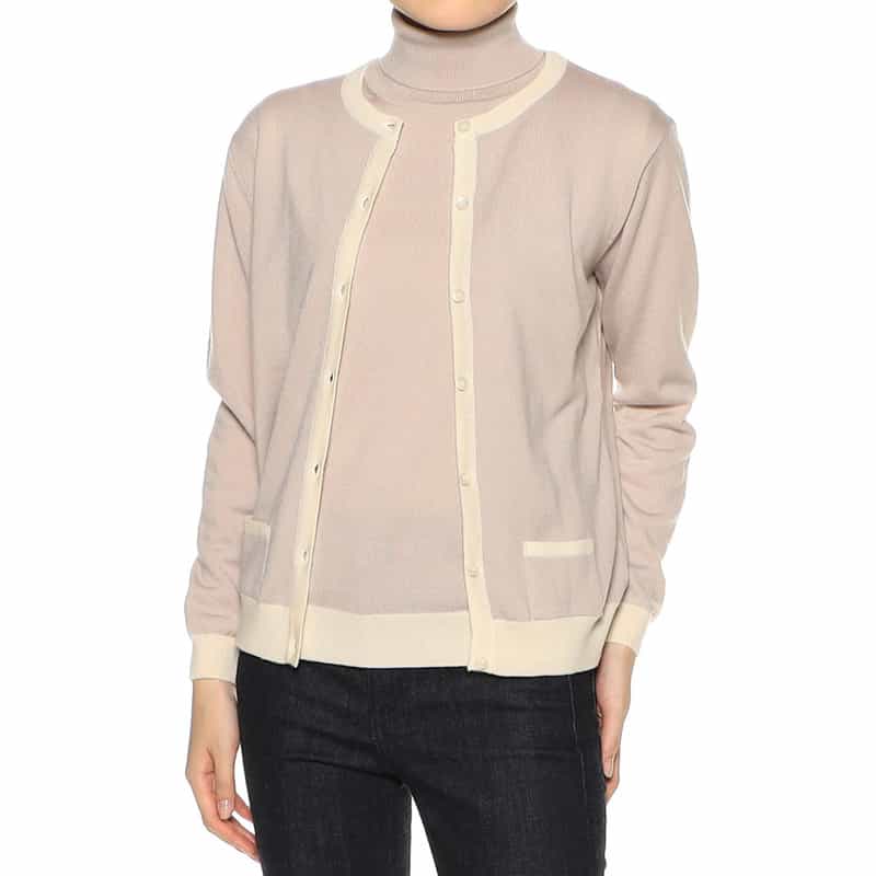 BARNEYS NEW YORK ウォッシャブル ウールニットカーディガン LIGHT GRAY