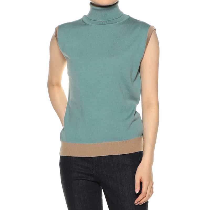 BARNEYS NEW YORK ウォッシャブル ウールニットプルオーバー LIGHT GREEN