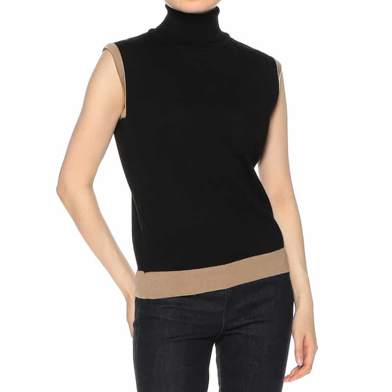 BARNEYS NEW YORK ウォッシャブル ウールニットプルオーバー BLACK