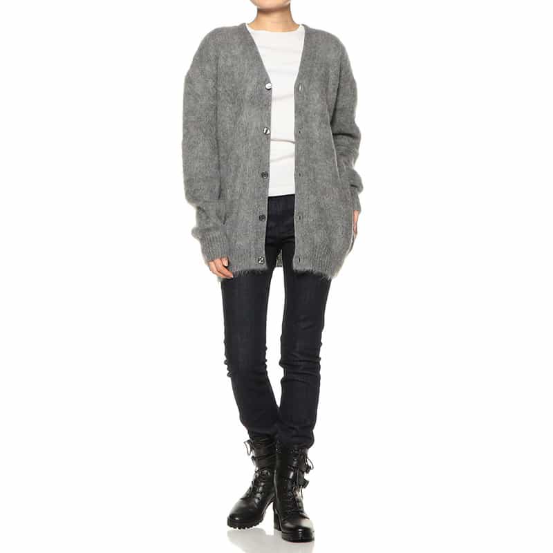 BARNEYS NEW YORK モヘヤ混2WAYニットカーディガン GRAY