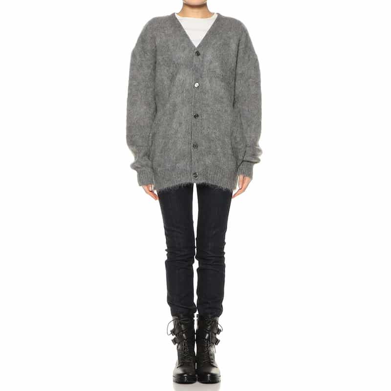 BARNEYS NEW YORK モヘヤ混2WAYニットカーディガン GRAY