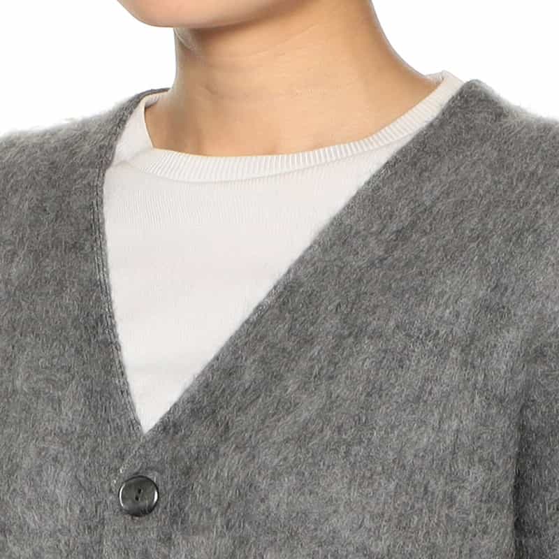BARNEYS NEW YORK モヘヤ混2WAYニットカーディガン GRAY