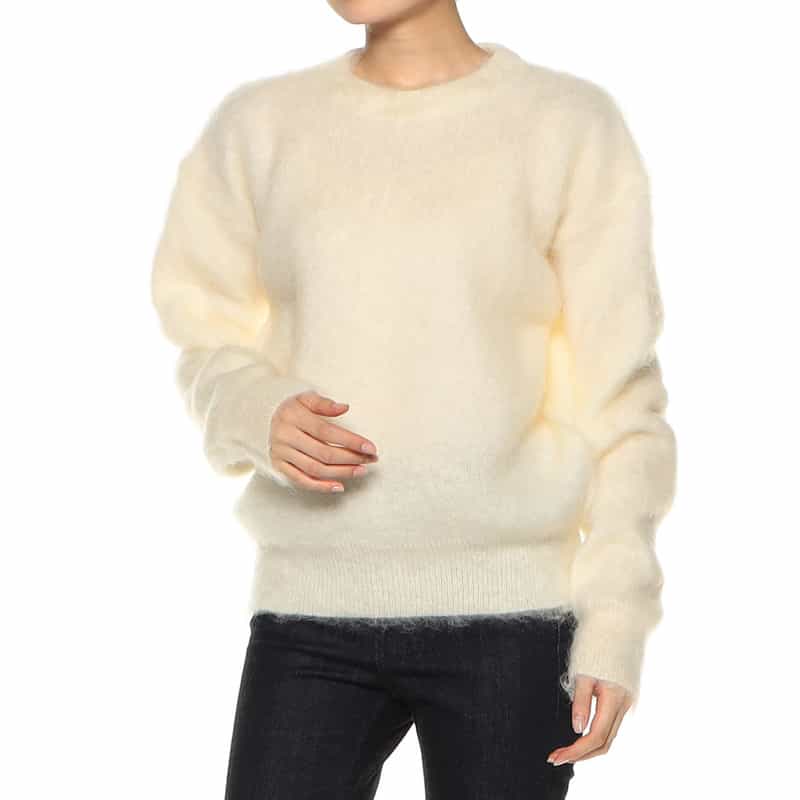 BARNEYS NEW YORK モヘヤ混ニットプルオーバー WHITE