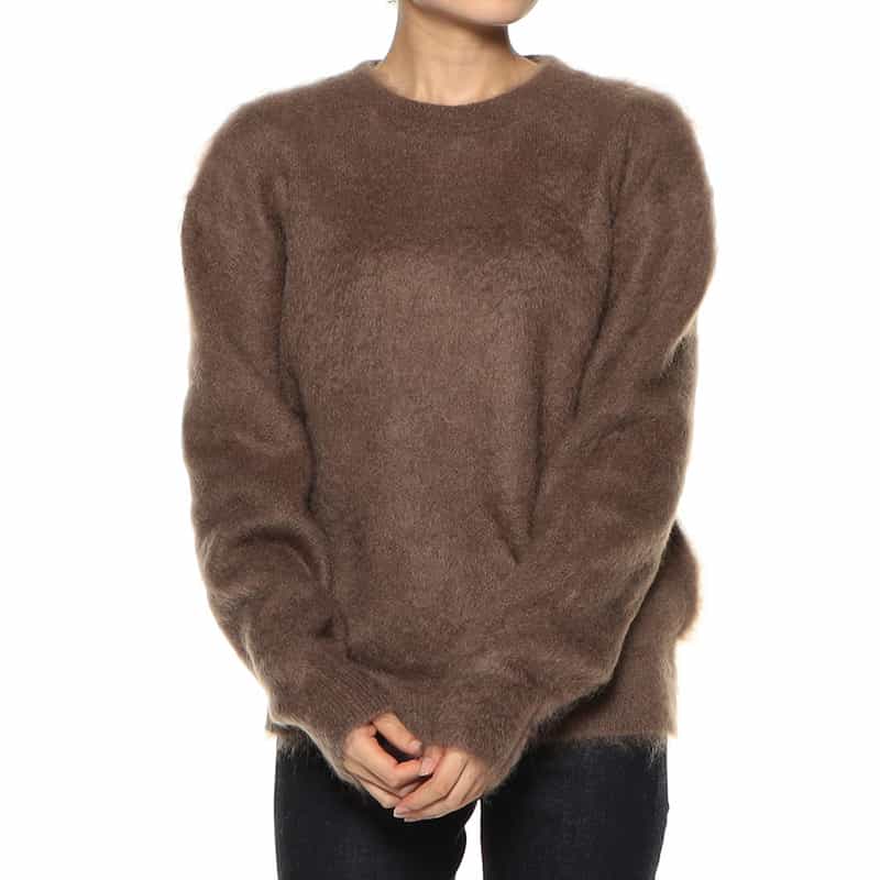 BARNEYS NEW YORK モヘヤ混ニットプルオーバー BROWN