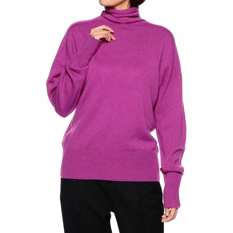 BARNEYS NEW YORK カシミヤ素材 オフタートルネック ニットプルオーバー PURPLE