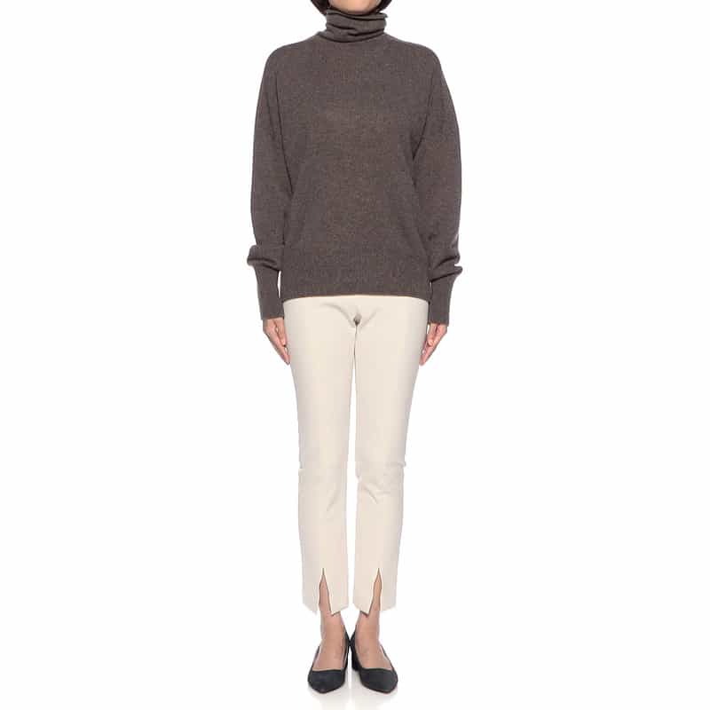 BARNEYS NEW YORK カシミヤ素材 オフタートルネック ニットプルオーバー LIGHT BROWN