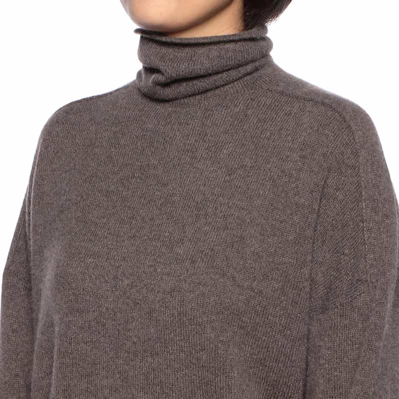 BARNEYS NEW YORK カシミヤ素材 オフタートルネック ニットプルオーバー LIGHT BROWN