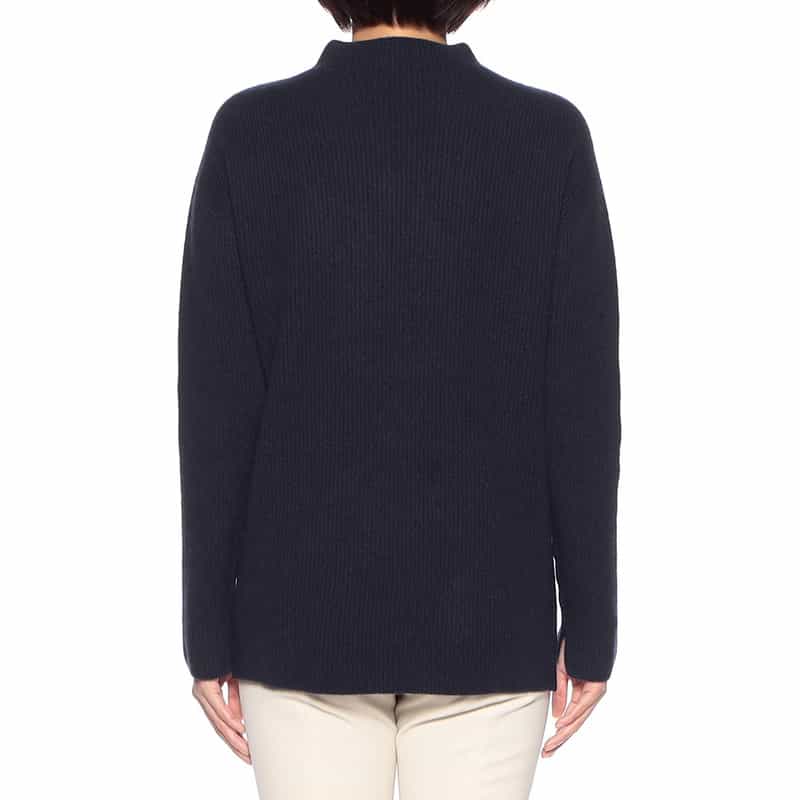 BARNEYS NEW YORK カシミヤ素材スタンドネック ニットプルオーバー NAVY