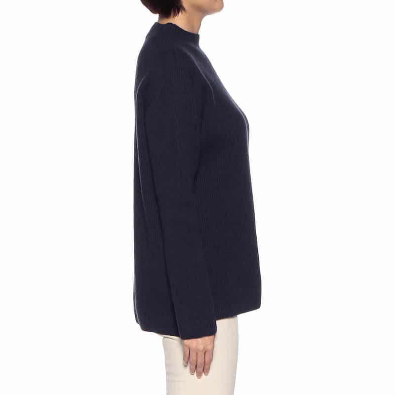 BARNEYS NEW YORK カシミヤ素材スタンドネック ニットプルオーバー NAVY