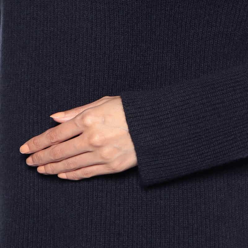 BARNEYS NEW YORK カシミヤ素材スタンドネック ニットプルオーバー NAVY