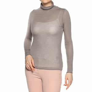 ウォッシャブル シアー素材 タートルネックニットプルオーバー