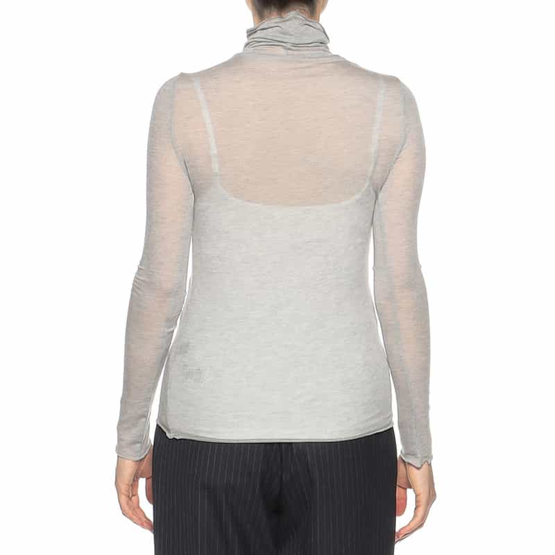 BARNEYS NEW YORK ウォッシャブル シアー素材 タートルネックニットプルオーバー GRAY