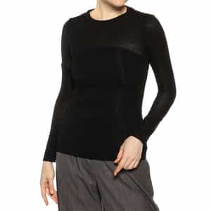 ウォッシャブル シアー素材 クルーネックニットプルオーバー