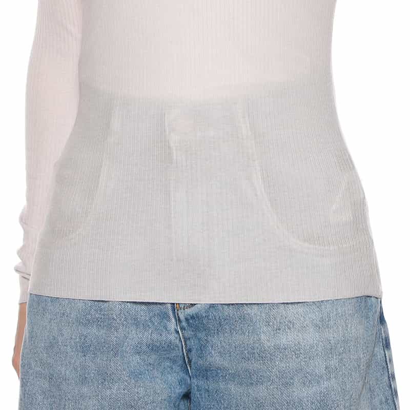 BARNEYS NEW YORK ウォッシャブル シアー素材 クルーネック リブニットプルオーバー LIGHT GRAY