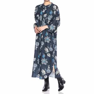 ウォッシャブル フラワー柄プリント シャツドレス