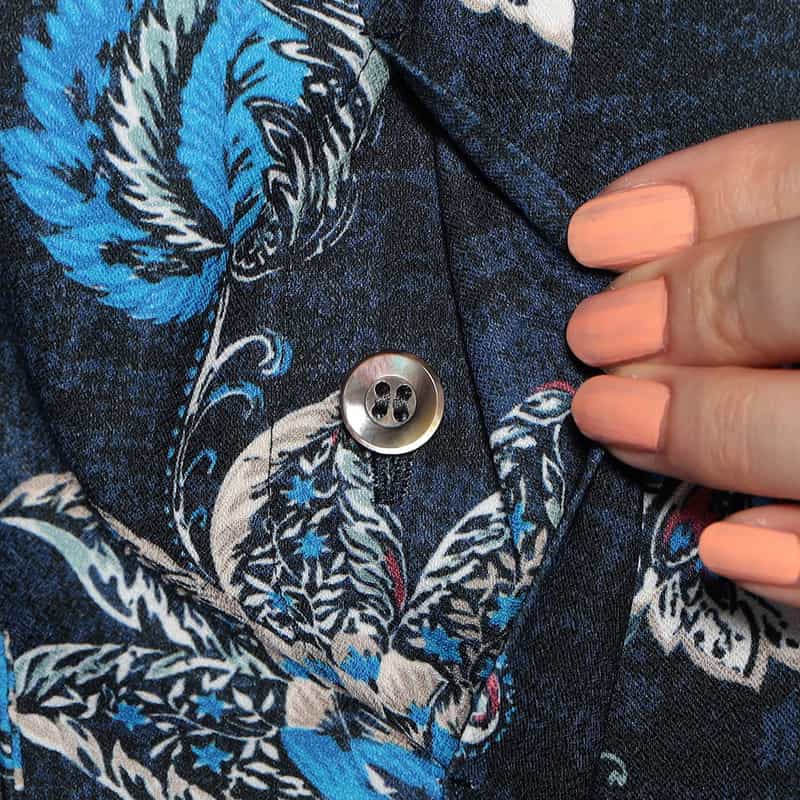 BARNEYS NEW YORK ウォッシャブル フラワー柄プリント シャツドレス NAVY