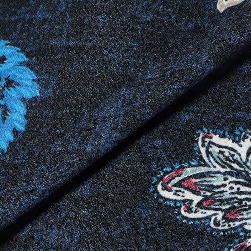 BARNEYS NEW YORK ウォッシャブル フラワー柄プリント ワイドパンツ NAVY