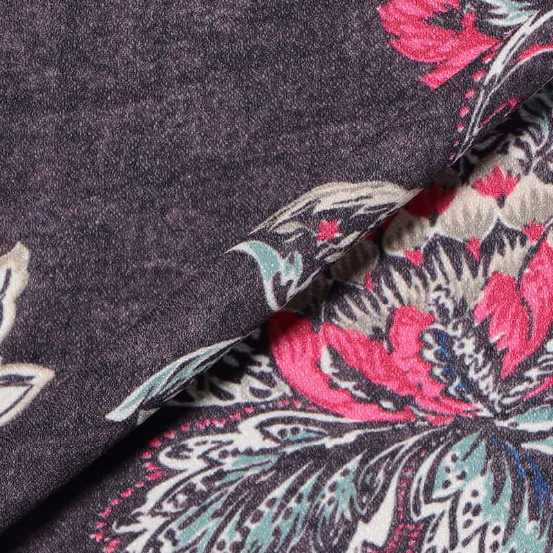 BARNEYS NEW YORK ウォッシャブル フラワー柄プリント ワイドパンツ WINE