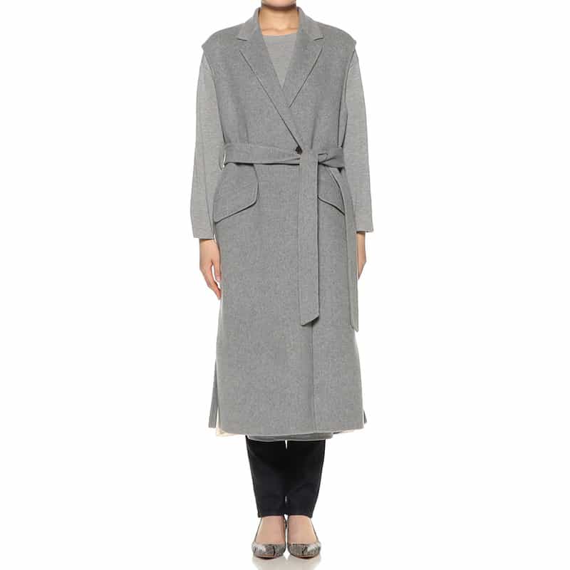 BARNEYS NEW YORK ベルテッドロング ジレ ジャケット GRAY