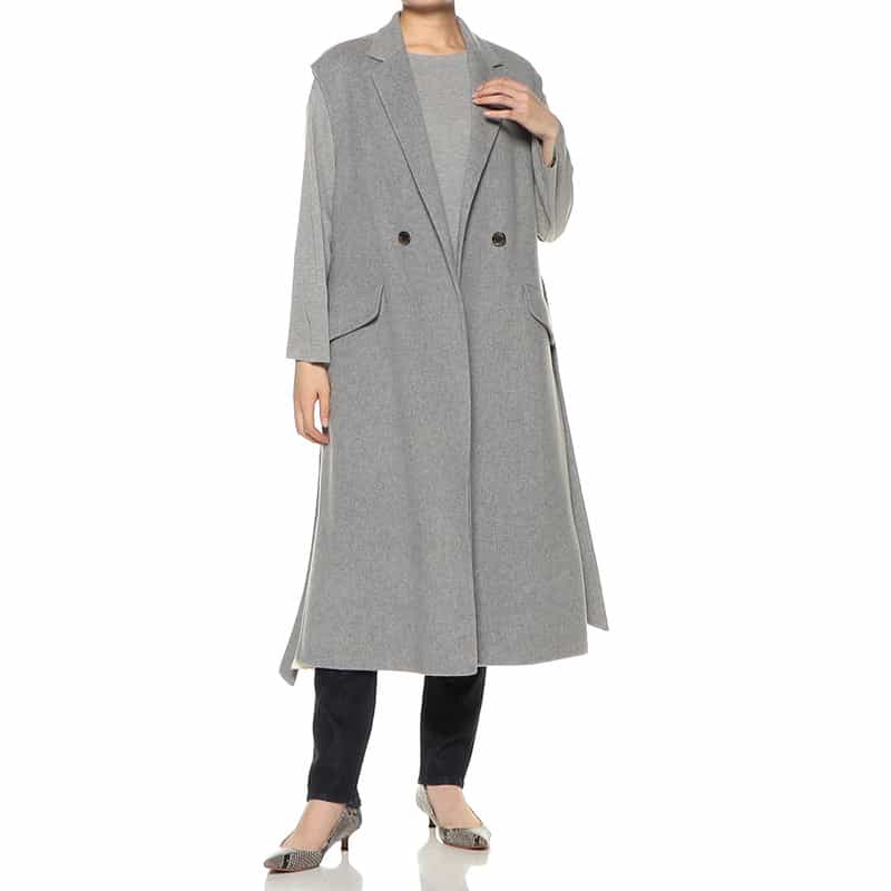 BARNEYS NEW YORK ベルテッドロング ジレ ジャケット GRAY