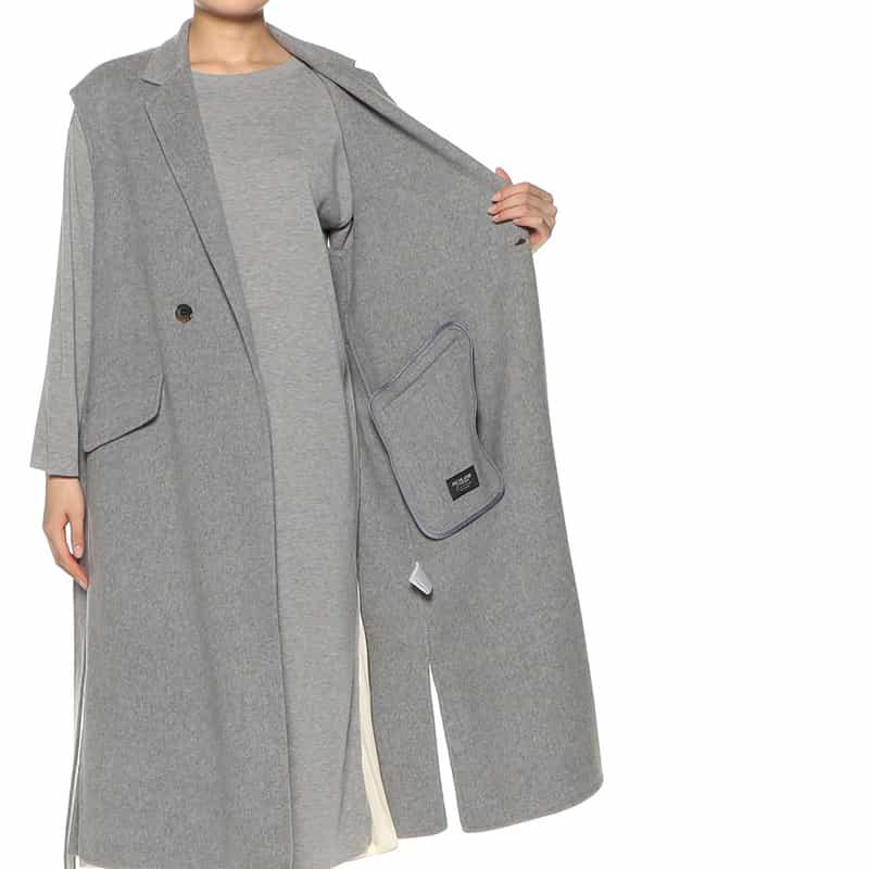 BARNEYS NEW YORK ベルテッドロング ジレ ジャケット GRAY