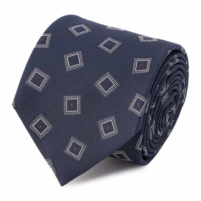 BARNEYS NEW YORK スクエア柄タイ NAVY