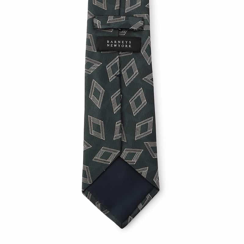 BARNEYS NEW YORK ダイヤ柄タイ GREEN