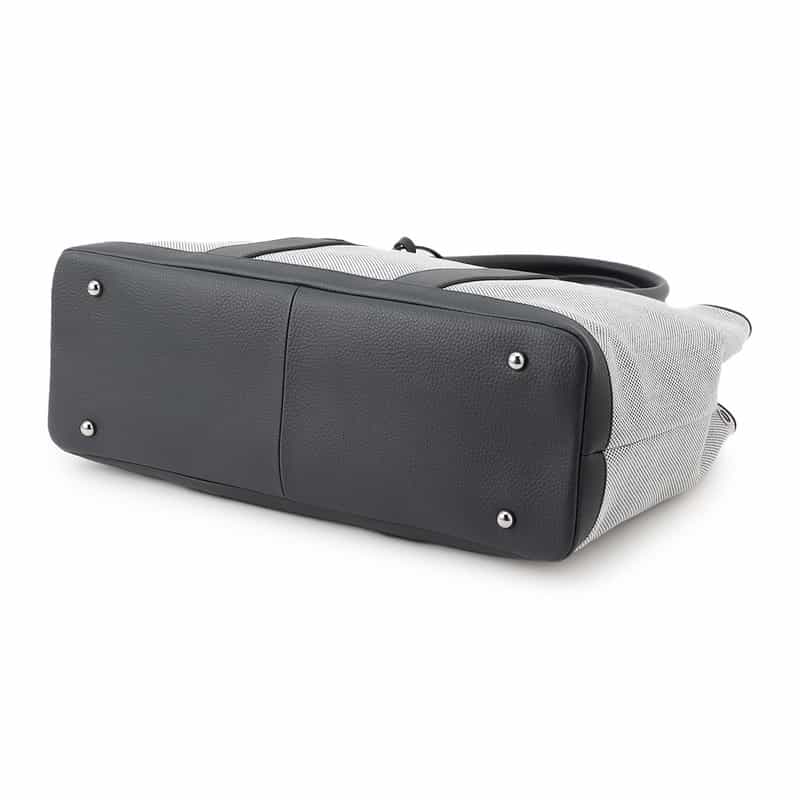 BARNEYS NEW YORK レザーハンドルシャンブレートートバッグ NAVY