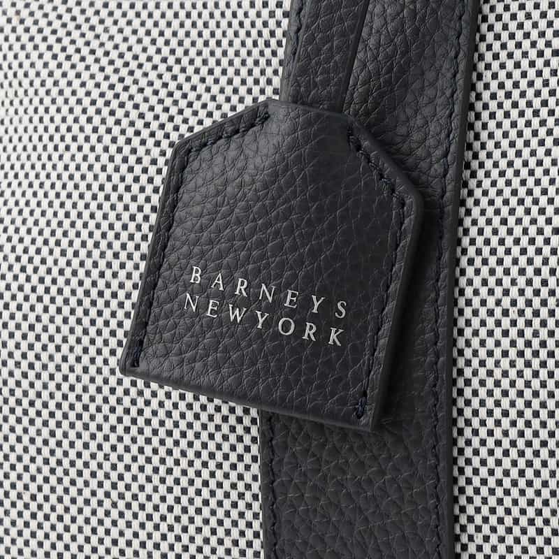 BARNEYS NEW YORK レザーハンドルシャンブレートートバッグ NAVY