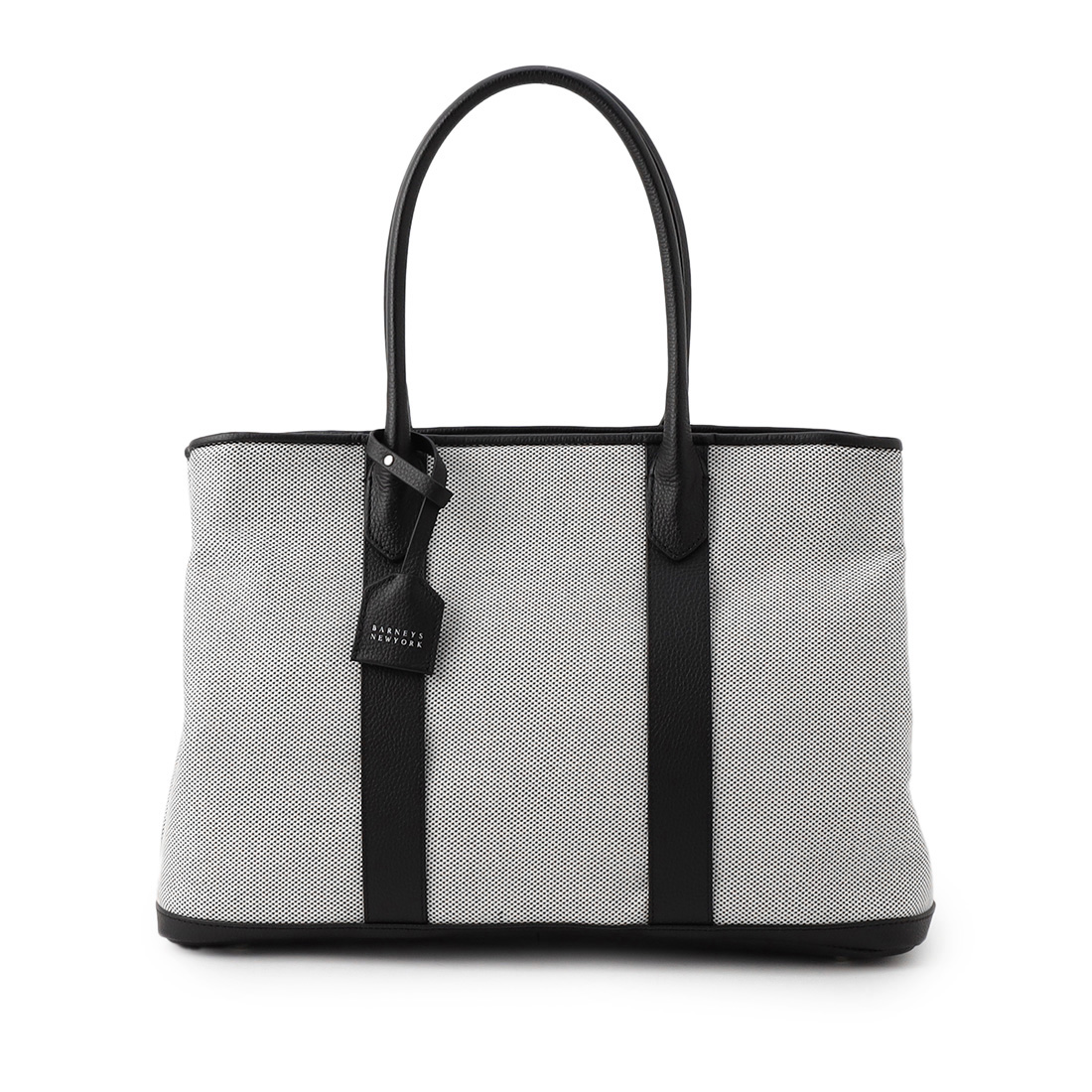 レザーハンドルシャンブレートートバッグ