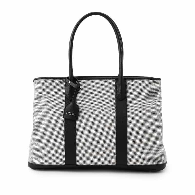 BARNEYS NEW YORK レザーハンドルシャンブレートートバッグ BLACK
